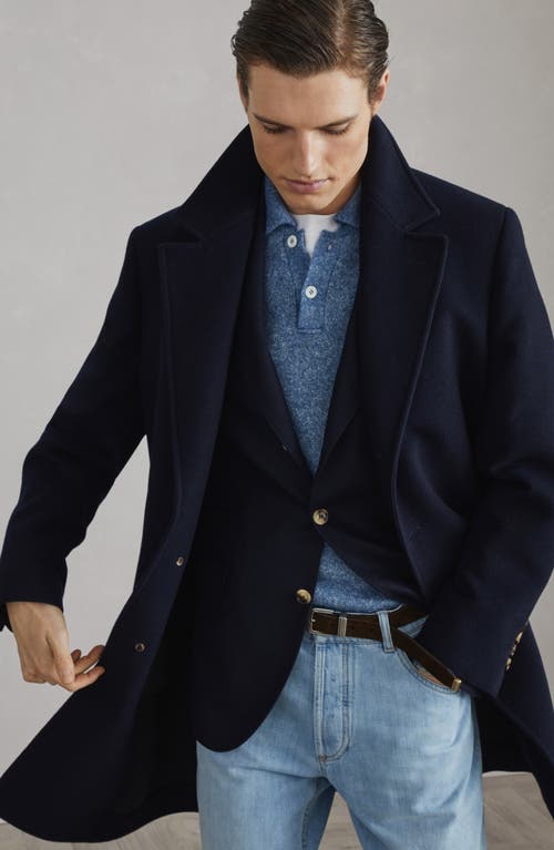 Shop Brunello Cucinelli Double Beaver Coat In Navy Blue