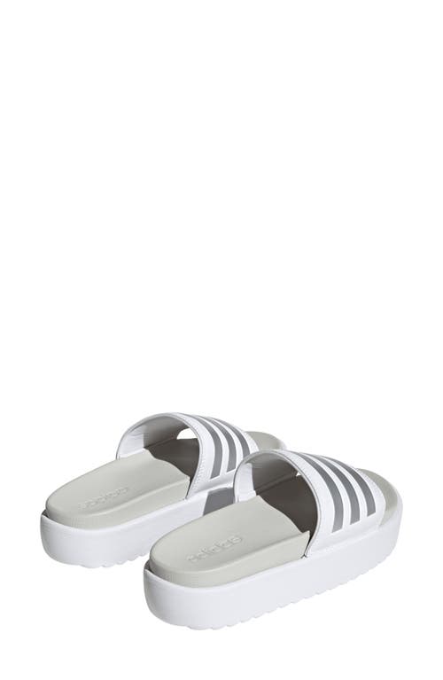 Adidas Originals Adidas Women's Adilette Platform Slides Shoes In White/met./grey One