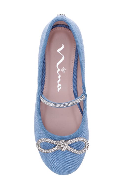 Shop Nina Kids' Kendalla Ballet Flat In Blue Glitter Denim