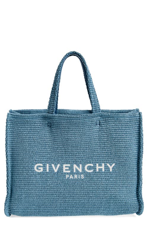 Shop Givenchy Soft Raffia G-tote In Denim Blue