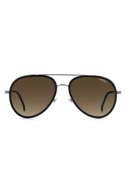 Carrera Eyewear 57mm Polarized Aviator Sunglasses in Black /Brown Gradient