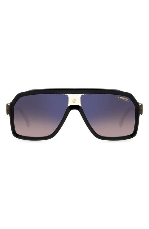 Carrera Eyewear 60mm Gradient Polarized Rectangular Sunglasses In Black