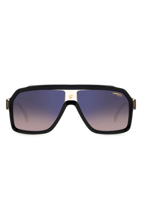 Carrera Eyewear 60mm Gradient Polarized Rectangular Sunglasses in Black Beige/Brown at Nordstrom