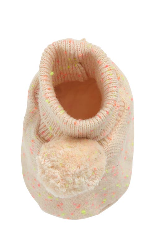 Pink Lemonade Pompom Cotton Bootie In Peach Multi