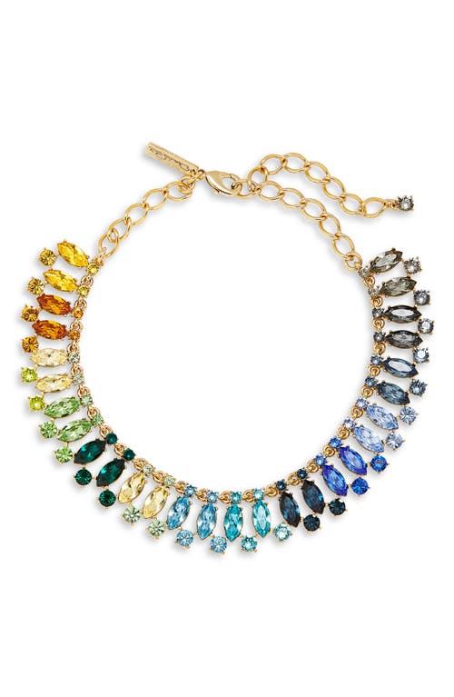 Shop Oscar De La Renta Ombré Crystal Frontal Necklace In Blue Multi