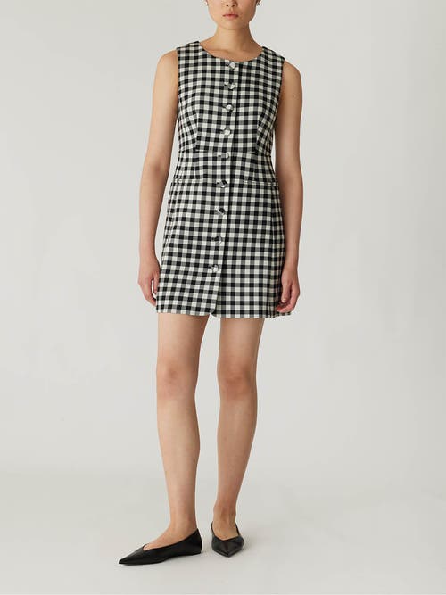 REBECCA TAYLOR REBECCA TAYLOR PHILLIPA CHECK BUTTON FRONT MINI DRESS