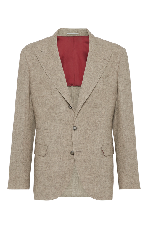 Shop Brunello Cucinelli Yak Deconstructed Blazer With Large Peak Lapels And Metal Buttons In Beige