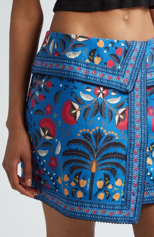 Farm Rio Palms Paradise Wrap Front Miniskirt In Palms Paradise Teal