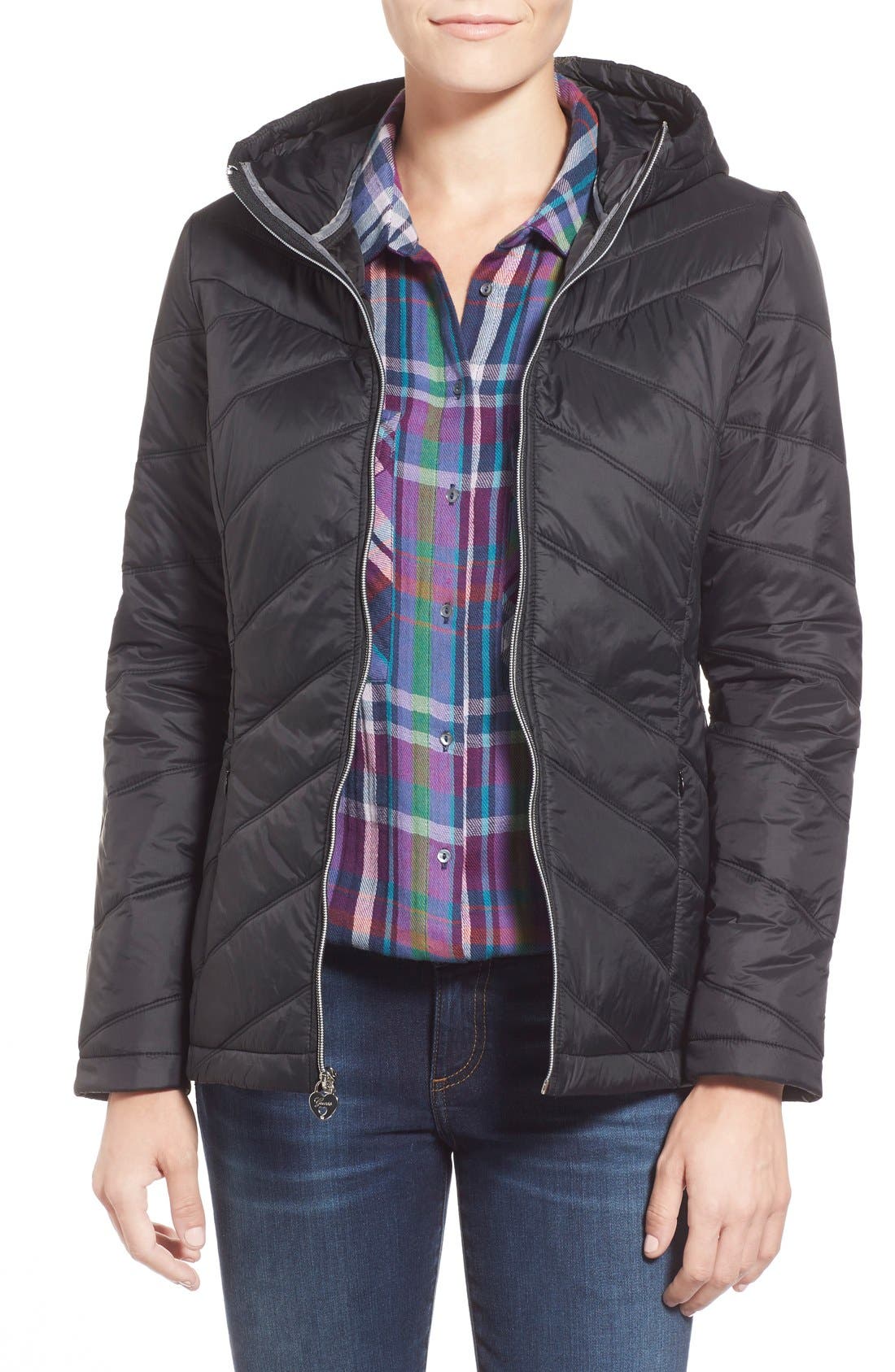 GUESS Hooded Packable Quilted Jacket Nordstrom