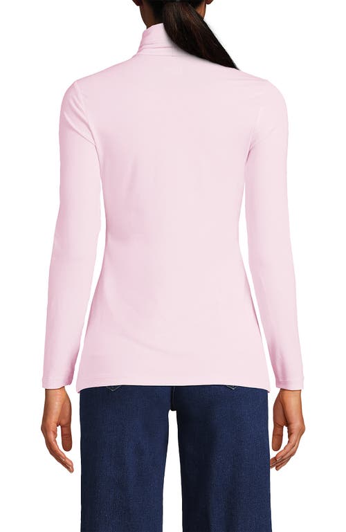 Shop Lands' End Lightweight Jersey Skimming Long Sleeve Turtleneck In Pink Fog