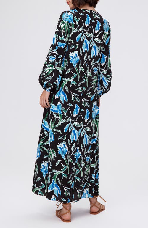 Shop Diane Von Furstenberg Vandy Floral Long Sleeve Maxi Dress In Tulip Fields Blue Lg