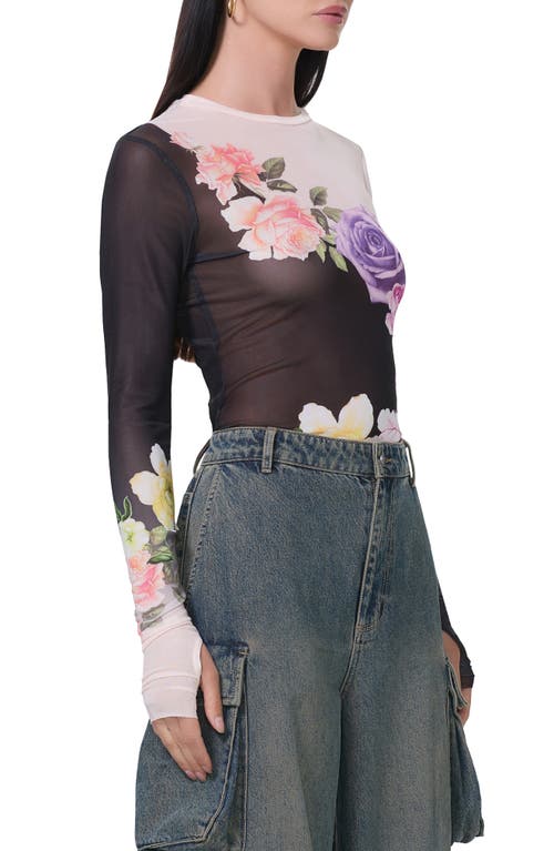 Shop Afrm Kaylee Print Mesh Top In Color Block Floral