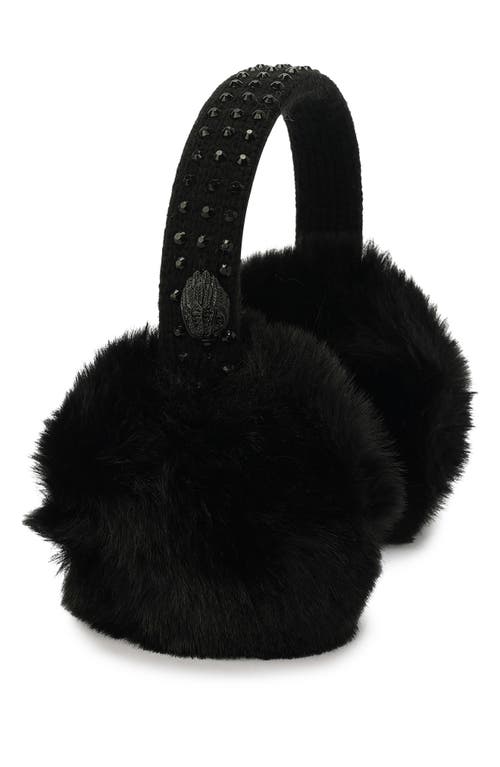 Shop Kurt Geiger London Crystal Faux Fur Ear Muffs In Black