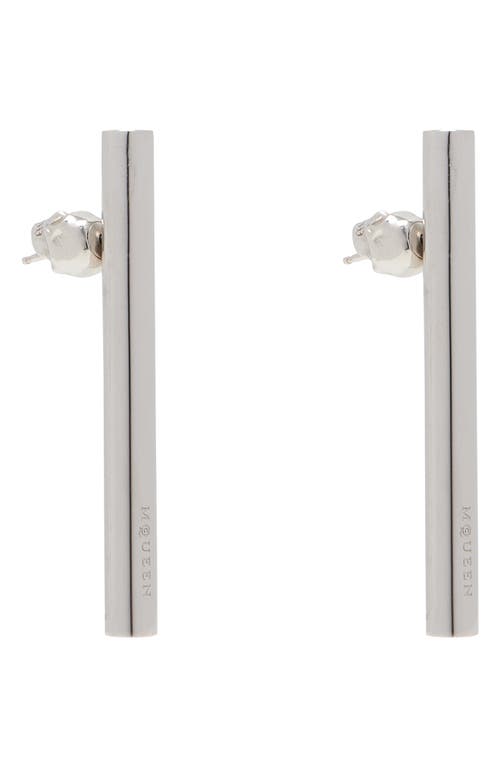 Shop Alexander Mcqueen Crossbar Linear Drop Earrings In Palladium