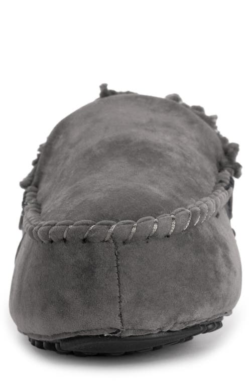 Muk Luks Emmett Mens Faux Fur Slip On Moccasin Slippers In Grey