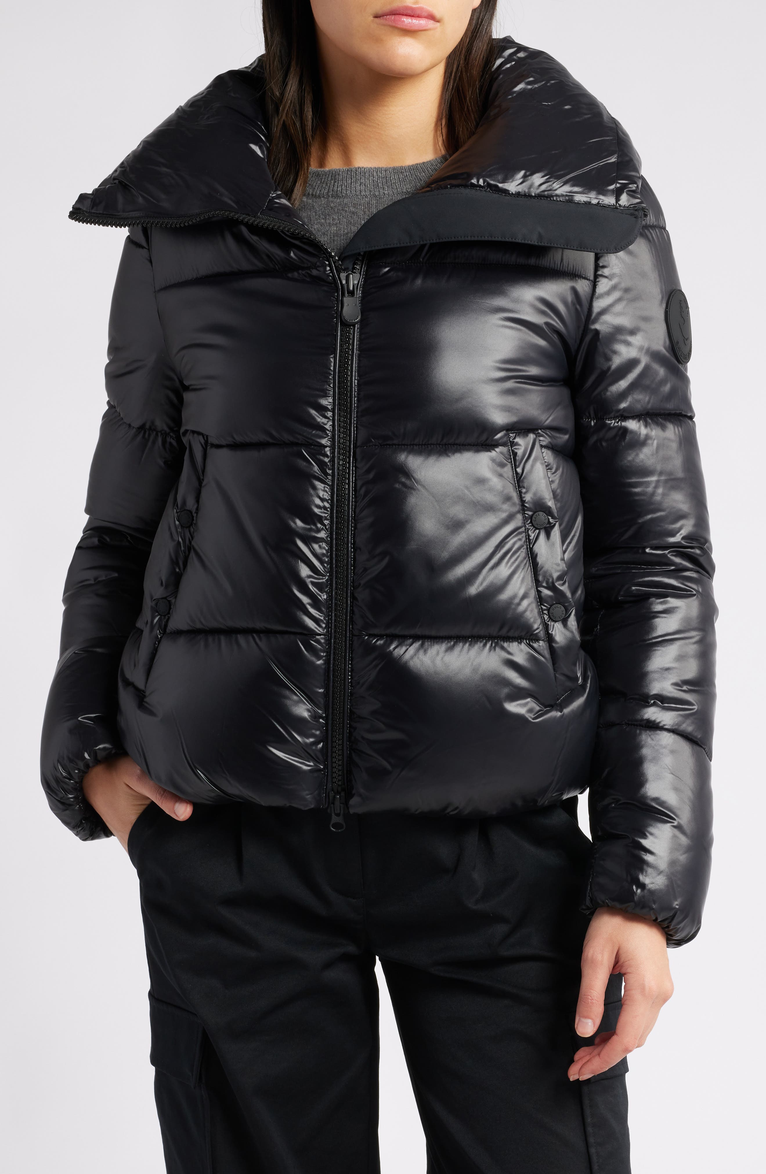 Save The Duck Isla Water Repellent Puffer Coat in Black Cover