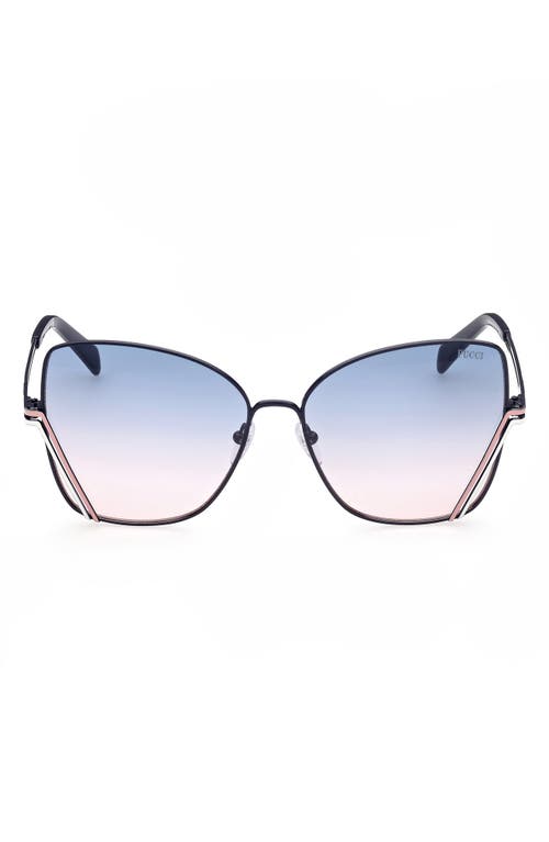 Emilio Pucci 59mm Gradient Butterfly Sunglasses in Shiny Blue /Gradient Blue