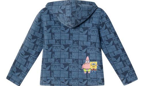 Shop Andy & Evan Kids' Square Print Stonewash Hoodie In Navy