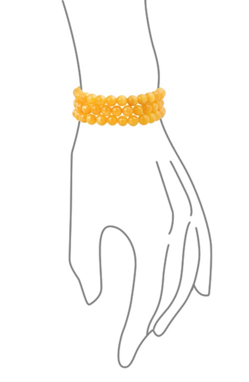 Bling Jewelry Set Of 3 Semiprecious Stone Beaded Stretch Bracelets In Yellow Quartz