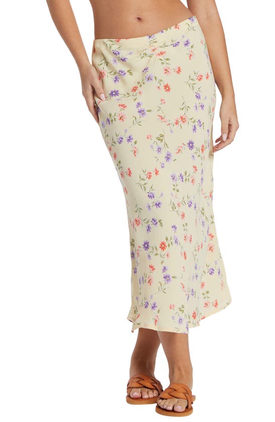 Shop Billabong ' Summer Side Collection Kismet Floral Midi Skirt In Yellow