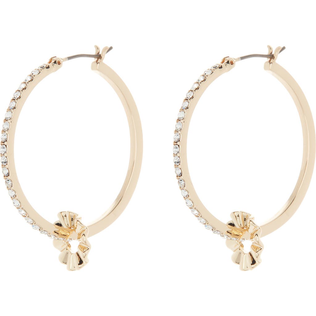 Shop Anne Klein Pavé Crystal Hoop Earrings In Gld/cry