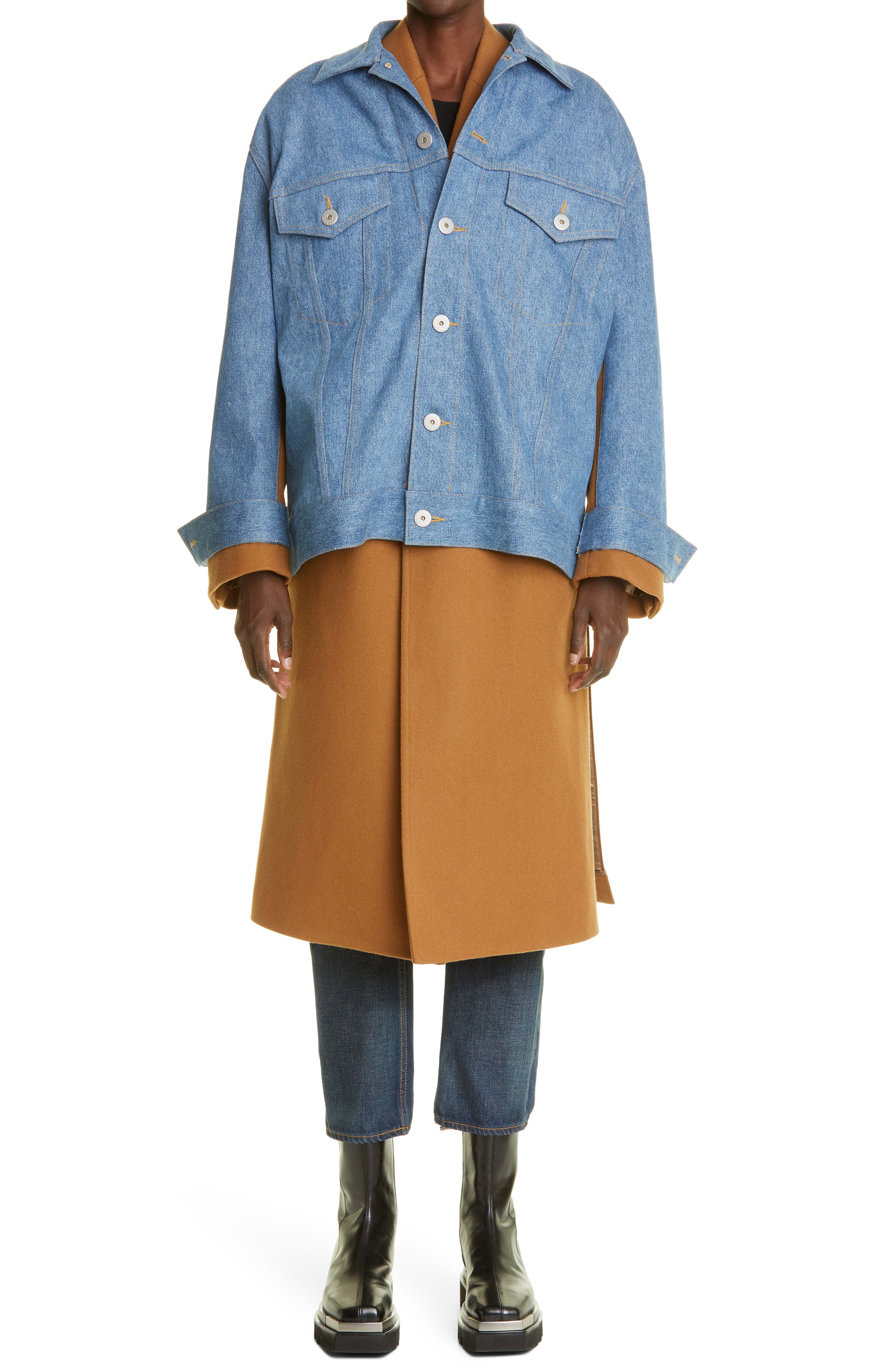 denim wool coat