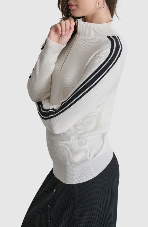 DKNY DKNY SLEEVE STRIPE HALF ZIP SWEATER 