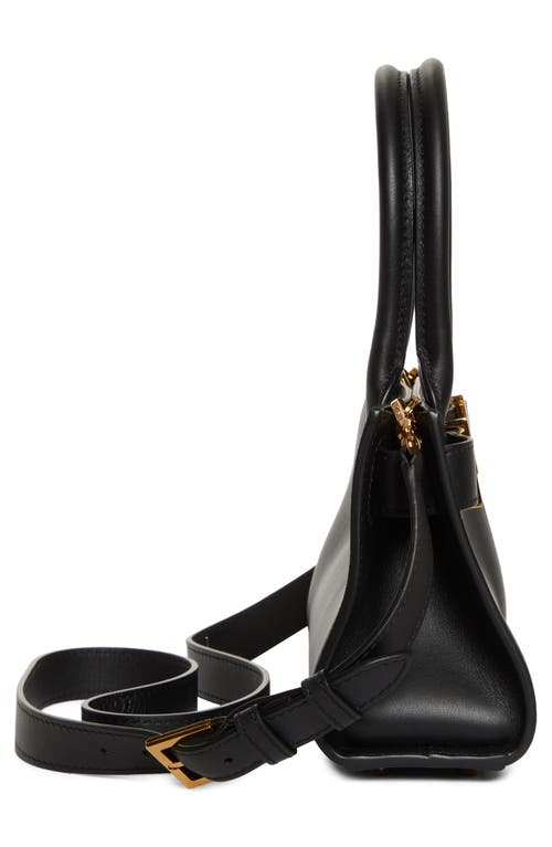 Versace Medusa Small Belted Leather Tote In Black- Gold
