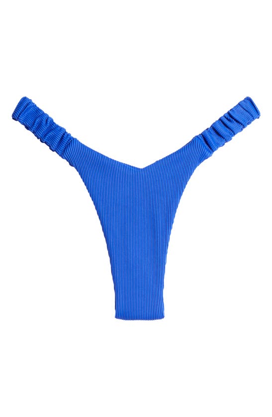 Shop Kulani Kinis Retro Ribbed Thong Bikini Bottoms In Ocean Blue