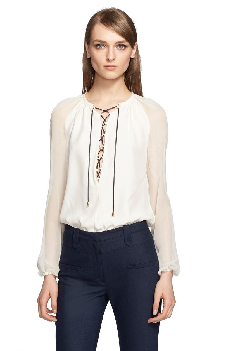 Altuzarra Charmeuse Blouse with Sheer Sleeves | Nordstrom