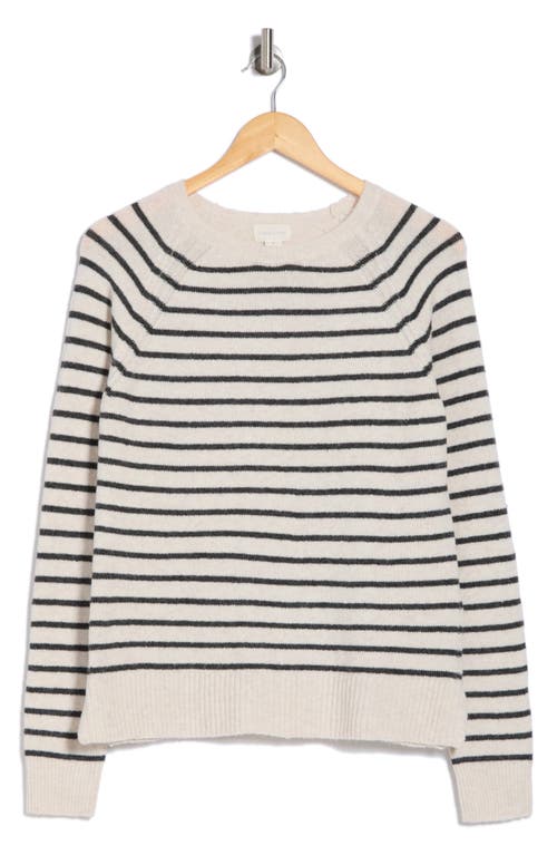 Caslon ® Raglan Sleeve Sweater In Beige- Grey Nora Stripe