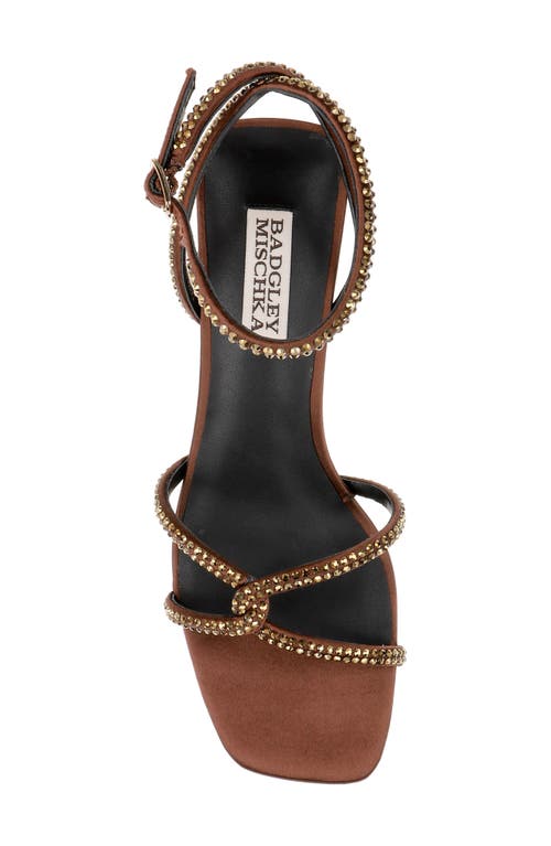 Shop Badgley Mischka Collection Brisa Ankle Strap Sandal In Chocolate Satin