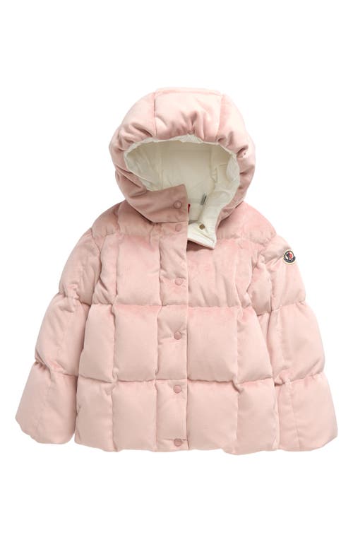 Shop Moncler Kids' Leah Hooded Chenille Down Puffer Jacket In Pink