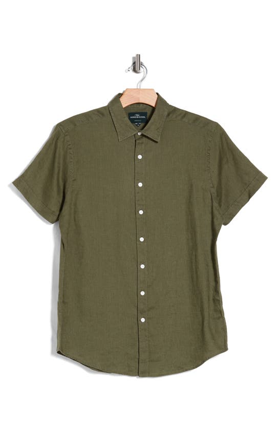 Rodd & Gunn Grey Lynn Linen Short Sleeve Button-up Shirt In Khaki