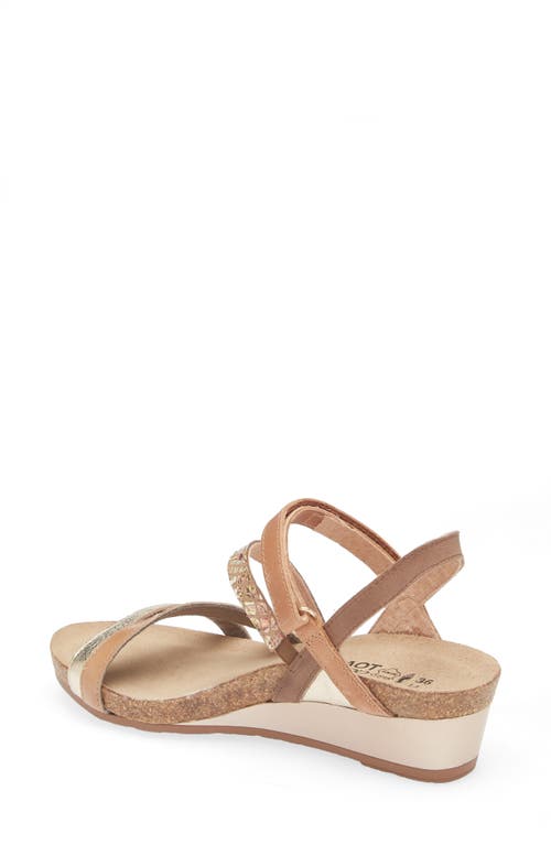 Naot Hero Strappy Wedge Sandal In Gold/tan/floral