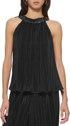 Topshop Maternity plisse sleeveless cowl neck top in black