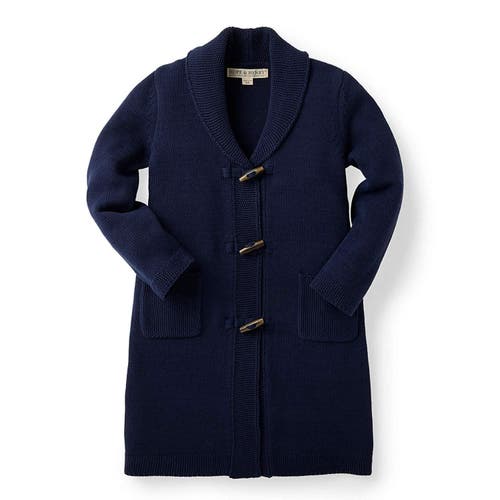 Hope & Henry Girls' Tunic Cardigan With Shawl Collar, Kids In Blue