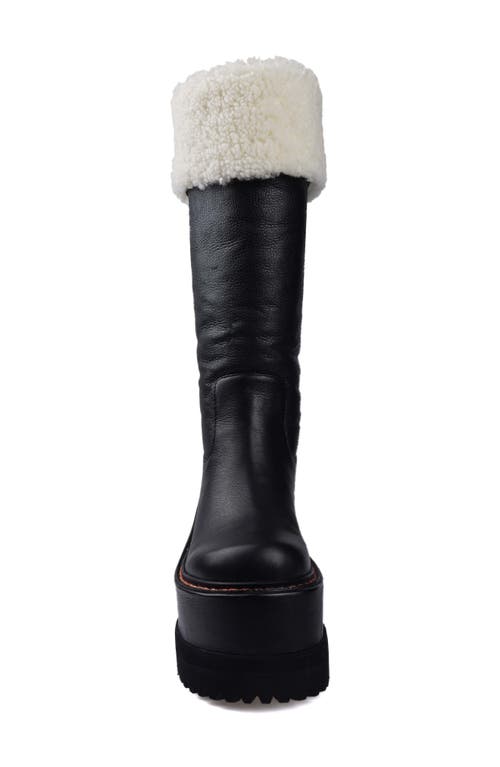 Ziginy Flor Faux Fur Trim Platform Boot In Black