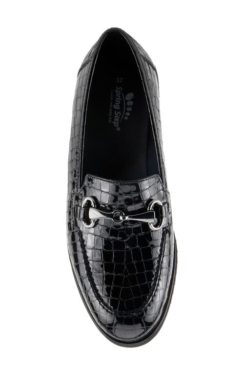 Spring Step Hylen Platform Bit Loafer In Black Croco Patent