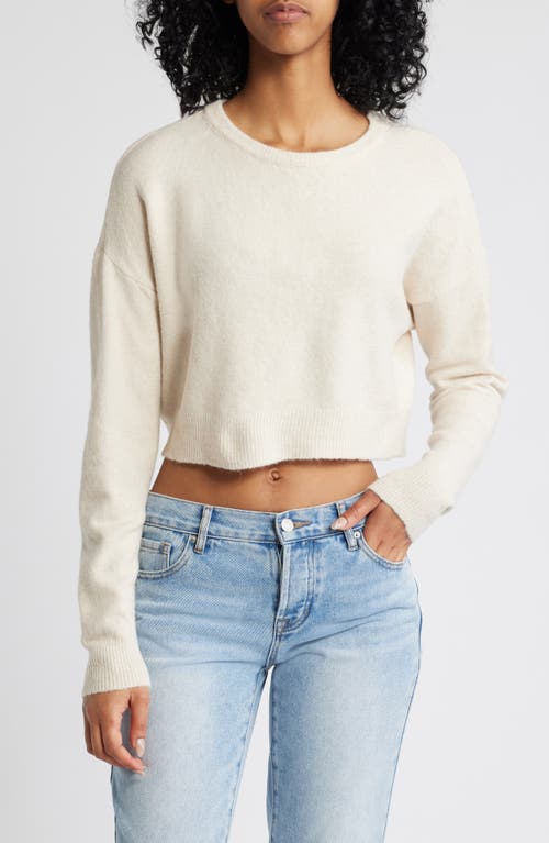 PacSun Iris Crewneck Crop Sweater in White Sand 