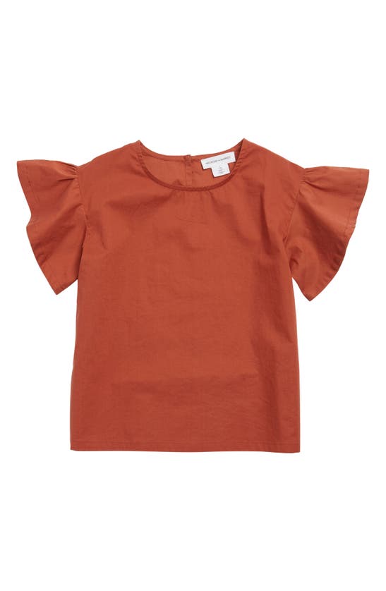 Melrose And Market Kids' Ruffle Sleeve Top In Rust Clay