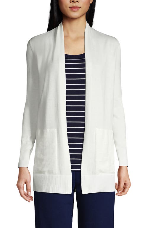 Shop Lands' End Long Sleeve Open Long Cardigan Sweater In Ivory