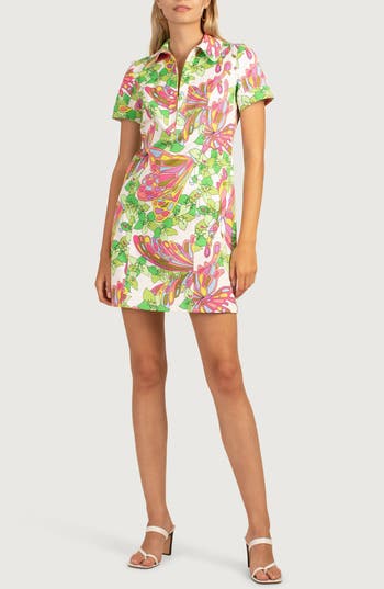 Shop Trina Turk Charm Print Dress In Green Floral Print Multi