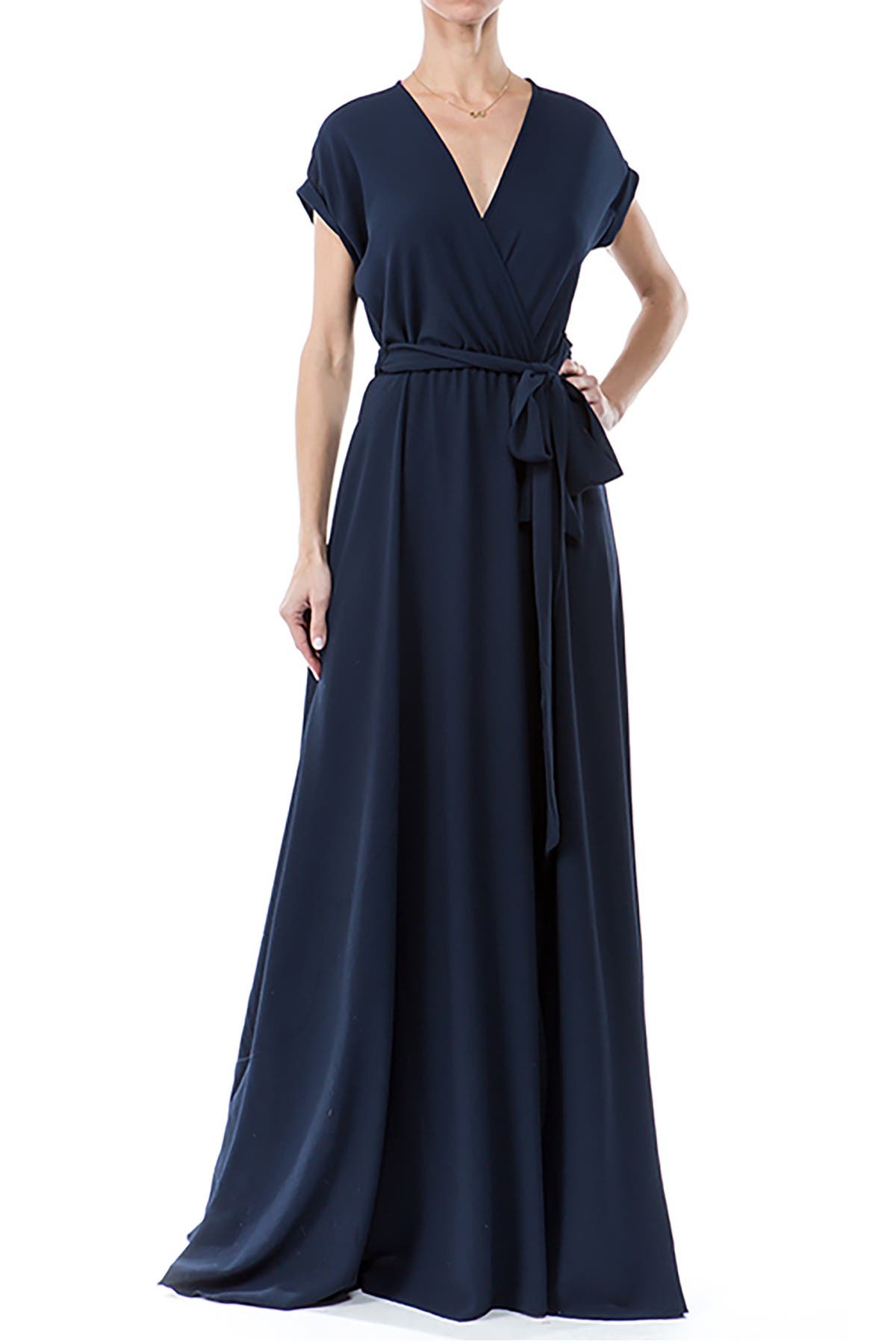 jasmine tie sleeve midi dress navy