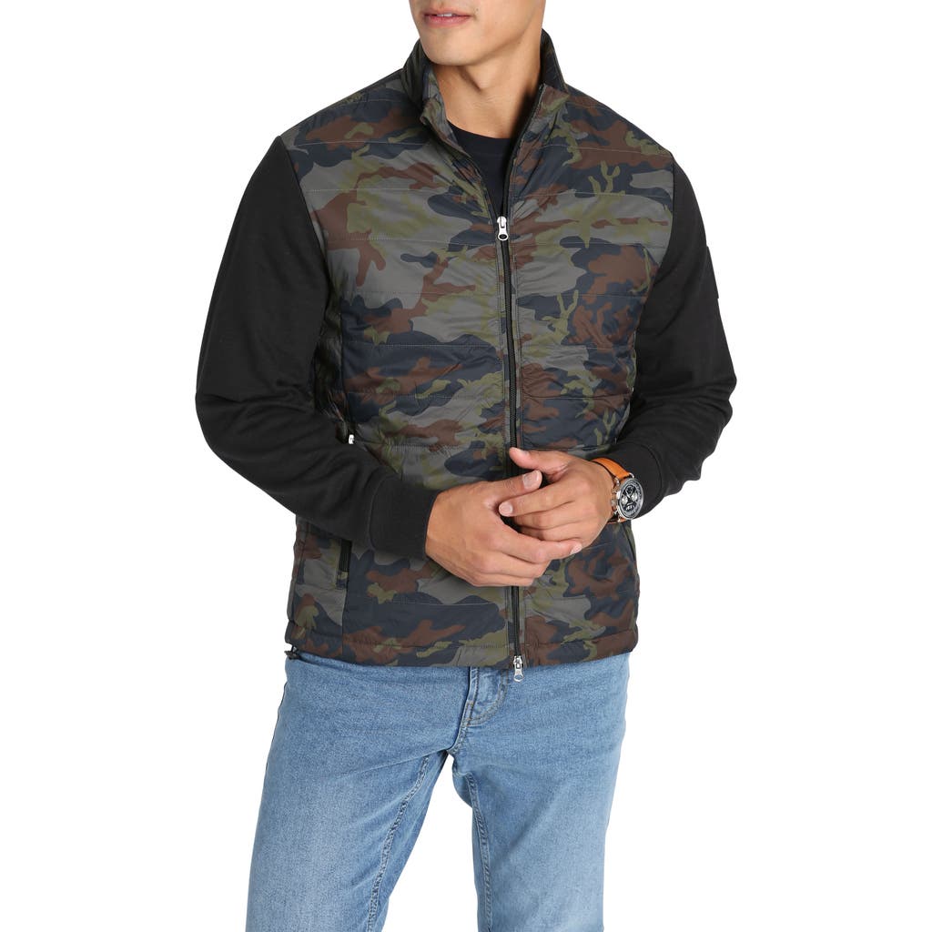 Jachs Hagan Camo Mixed Media Jacket In Camo Hagan