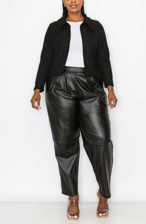 Shop L I V D Erica Faux Shearling Crop Jacket In Black