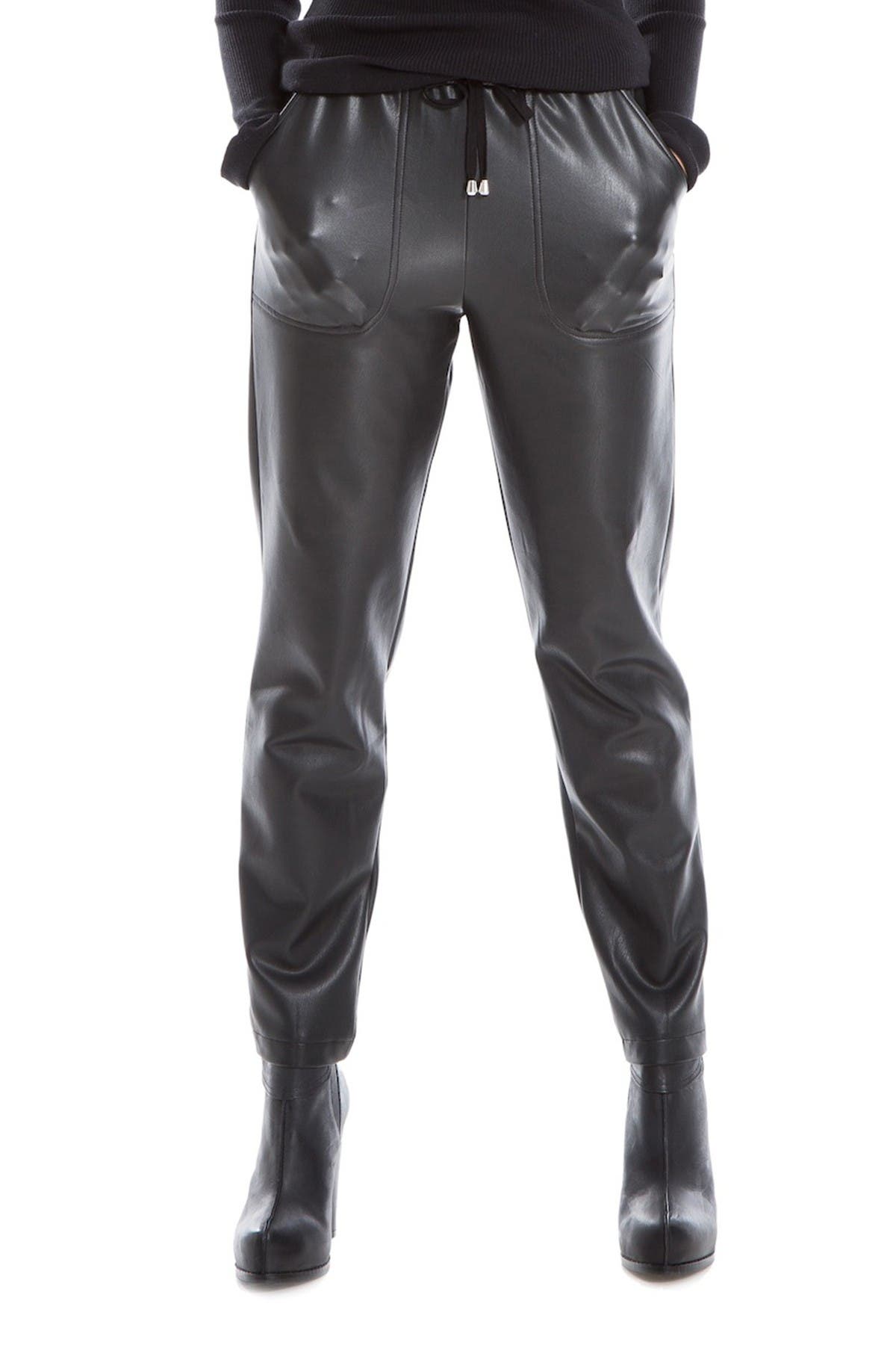 faux leather drawstring pants