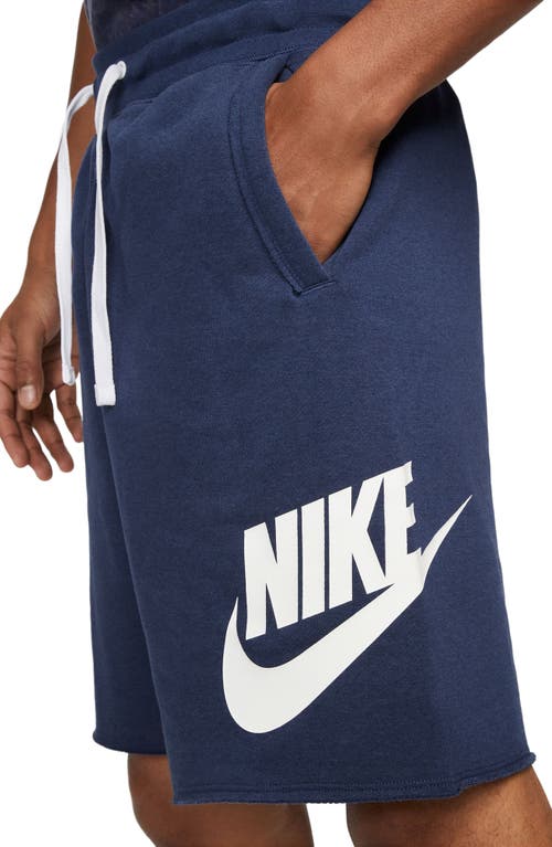 Shop Nike Club Alumni Sweat Shorts In Midnight Navy/white/white