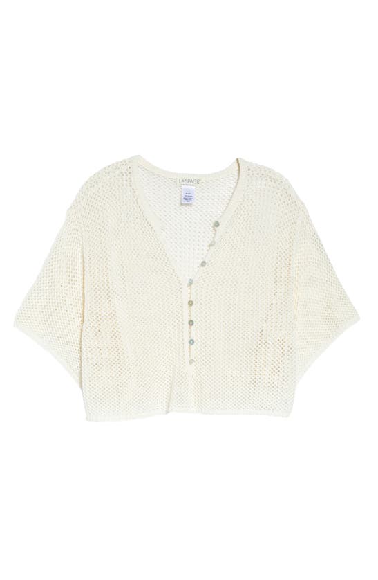 Shop L*space Coast Is Clear Open Stitch Cotton Crop Cardigan In Cream