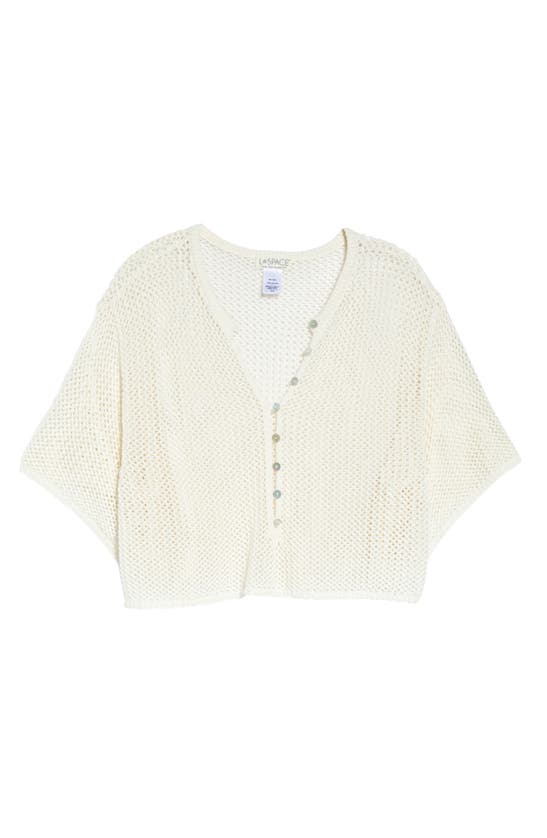 L*space Coast Is Clear Open Stitch Cotton Crop Cardigan In Cream